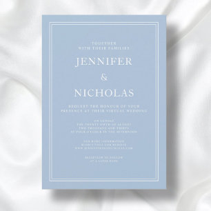 Elegantes formales Pulver Blue Virtual Wedding Einladung
