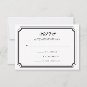 Elegantes formales Schwarz-Weiß-UAWG RSVP Karte