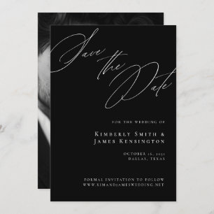 Elegantes formales Schwarzes Foto Hochzeit Save The Date