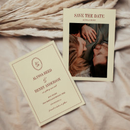 Elegantes formelles elfenbeinfarbenes Monogramm Pa Save The Date