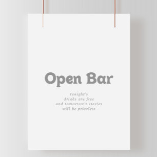 Elegantes formelles minimales Hochzeits-Open-Bar-S Poster