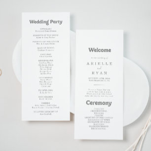 Elegantes formelles minimales Hochzeitsprogramm Programm