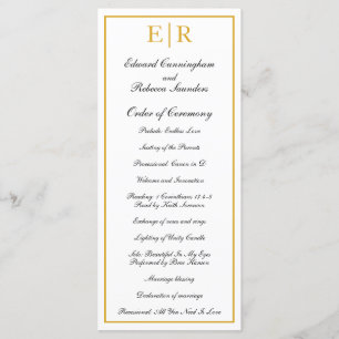 Elegantes formelles Monogramm Goldene Hochzeit Programm