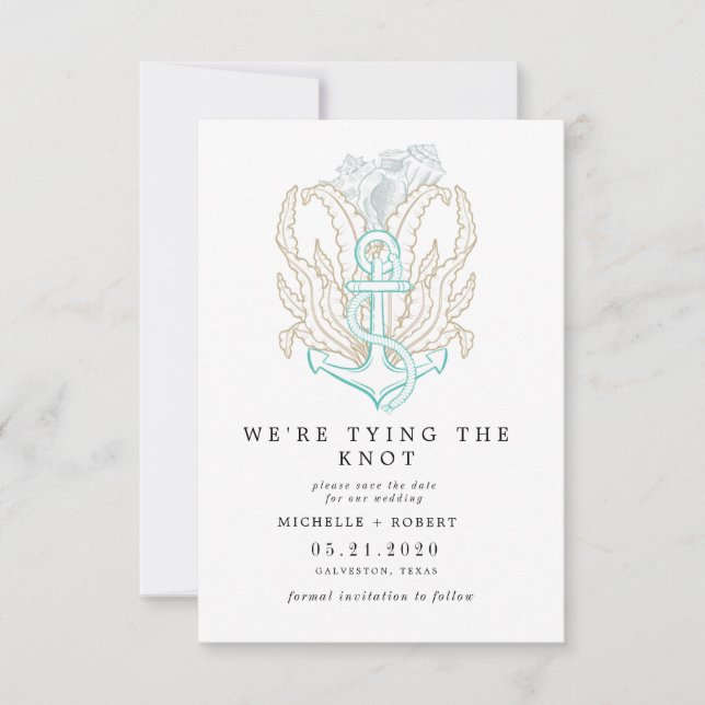 elegantes Foto an der Küste Save the Date Einladung (Vorderseite)