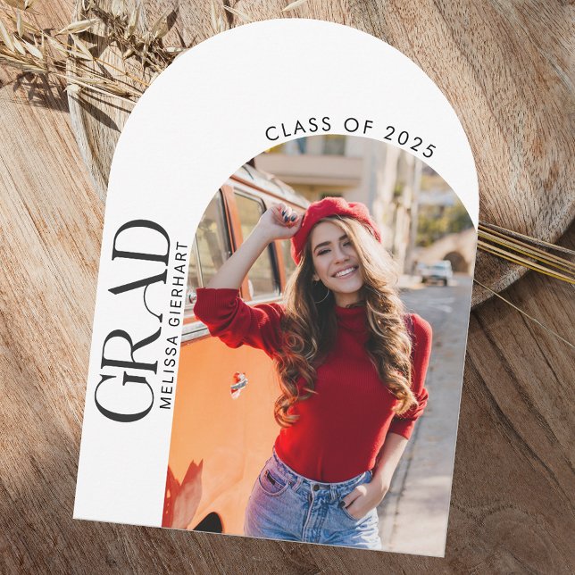 Elegantes Foto Arch Abschluss 2025 Party Einladung (Graduation 2025 Arch GRAD Photo Block Party Invitation)