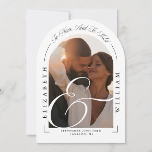 Elegantes Foto Arch Calligraphy Wedding Einladung