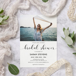 Elegantes Foto aus schwarz-weißem Brautparty Einladung