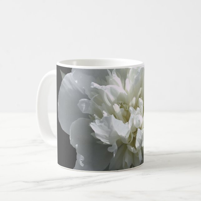 Elegantes Foto aus weißer Blume mit Blumen Kaffeetasse (Vorderseite Links)