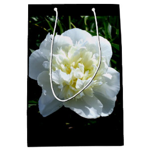 Elegantes Foto aus weißer Blume mit Blumen Mittlere Geschenktüte