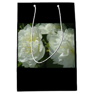 Elegantes Foto aus weißer Blume mit Blumen Mittlere Geschenktüte