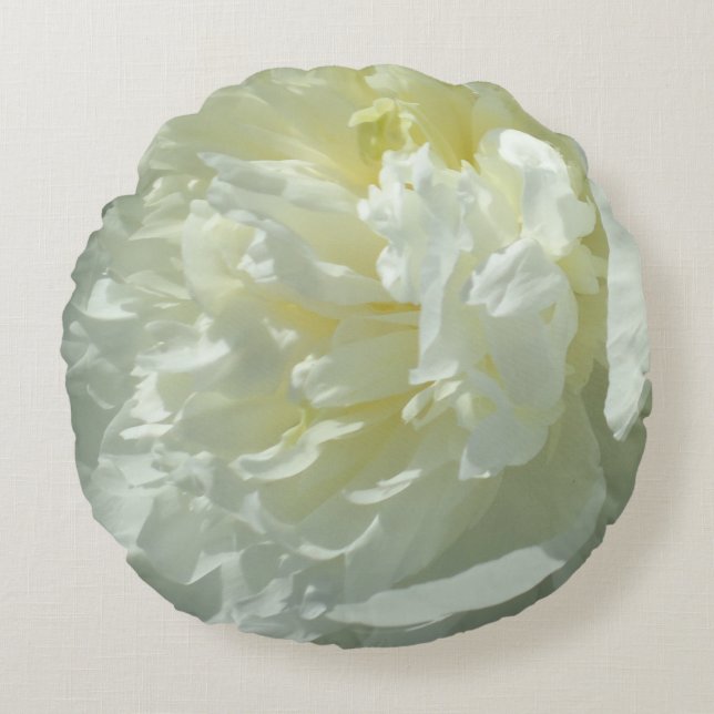 Elegantes Foto aus weißer Blume mit Blumen Rundes Kissen (Vorderseite)
