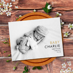 Elegantes Foto Baby Birth Vielen Dank Postkarte