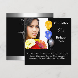 Elegantes Foto Balloons 21. Geburtstag Einladung