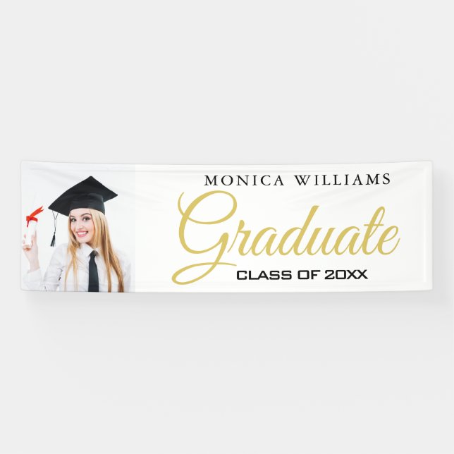 Elegantes Foto-Banner für 2021-Graduierte in Weiß  Banner (Horizontal)