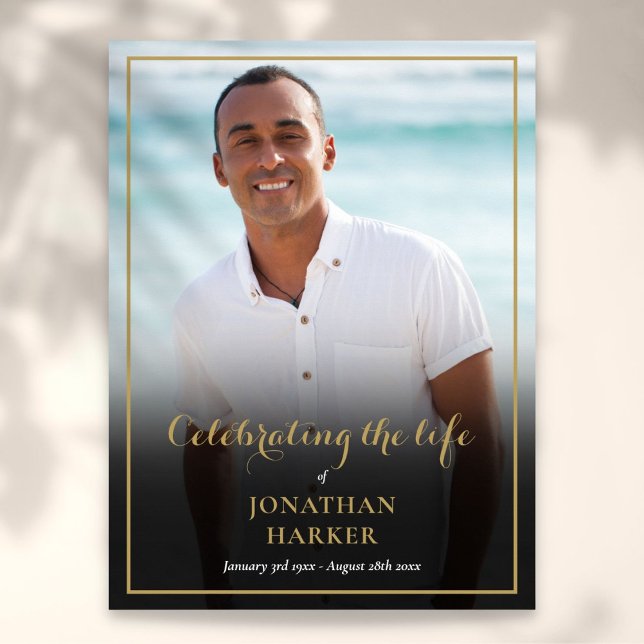 Elegantes Foto Beerdigung Memorial Service Signatu Poster (Elegant Photo Funeral Memorial Service Sign)