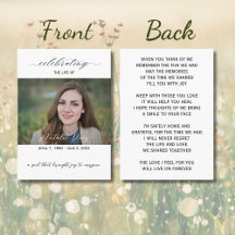 Elegantes Foto Beerdigungskarte