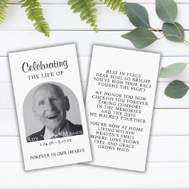 Elegantes Foto Beerdigungskarte Visitenkarte