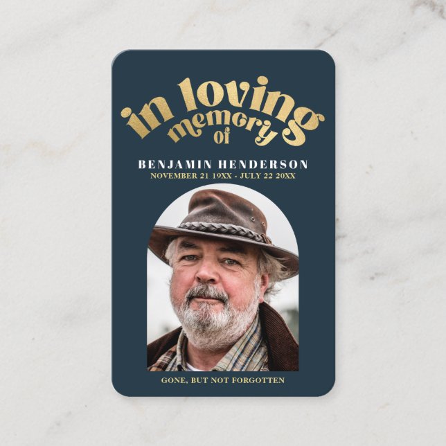 Elegantes Foto Beileid Beerdigung Gebetskarte Visitenkarte (Vorderseite)