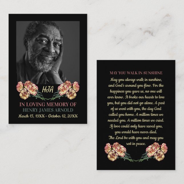 Elegantes Foto, Blume der Nelken, Gebetskarte Visitenkarte (Vorne/Hinten)