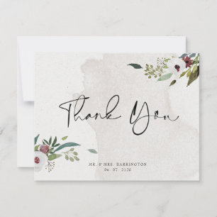 Elegantes Foto Burgund Grüne Weinkultur und Erde Dankeskarte