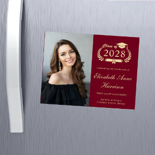 Elegantes Foto Burgundy Abschluss Magnetkarte