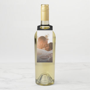 Elegantes Foto Calligraphy Wedding Flaschenanhänger