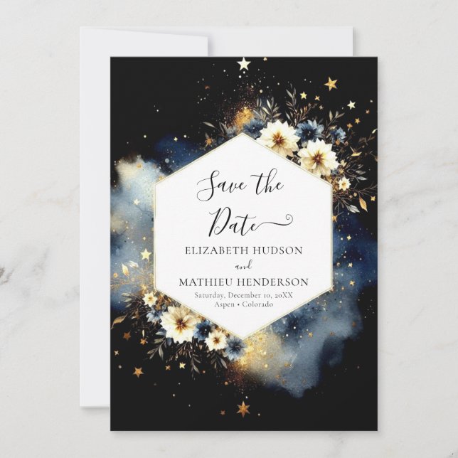 Elegantes Foto Celestial Wedding Save The Date (Vorderseite)