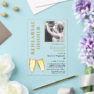 Elegantes Foto Champagne Probe Dinner Acryleinladungen