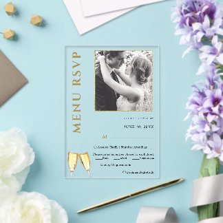 Elegantes Foto Champagne Wedding Menu UAWG Acryleinladungen