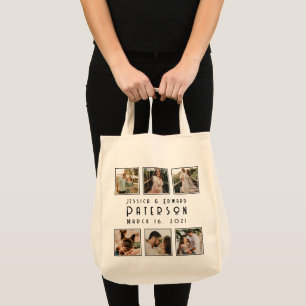 Elegantes Foto Collage Ehepaar Modernes Jubiläum Tragetasche