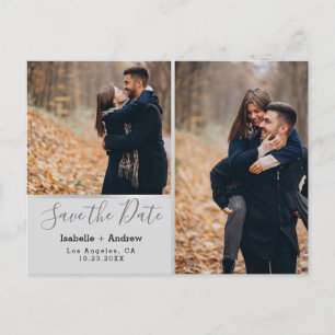 Elegantes Foto Collage Gray Silver Ankündigungspostkarte