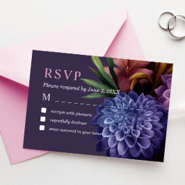 Elegantes Foto Dahlia Minimalistisch Wedding RSVP Dankeskarte