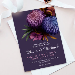 Elegantes Foto Dahlia Minimalistische Engagement P Einladung