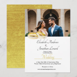 Elegantes Foto Einfache Goldfarbenhochzeit Einladung