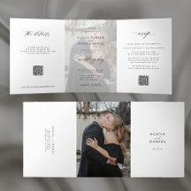 Elegantes Foto einfache Hochzeit RSVP Details QR-C