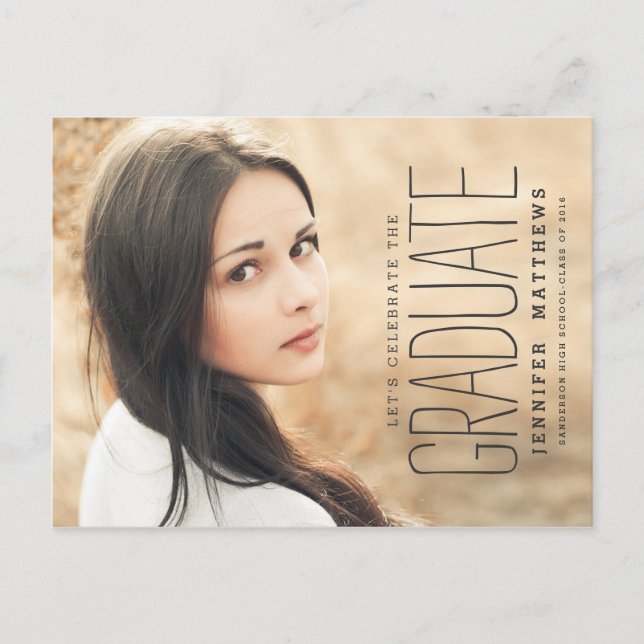 Elegantes Foto | Einladung zur Graduationspartei 2 (Vorderseite)