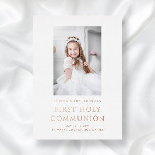 Elegantes Foto First Communion Gold Folieneinladung