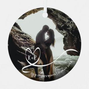 Elegantes Foto Flitterwochen Erinnerungen halten Ornament Aus Metall