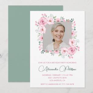 Elegantes Foto Floral 71. Einladung
