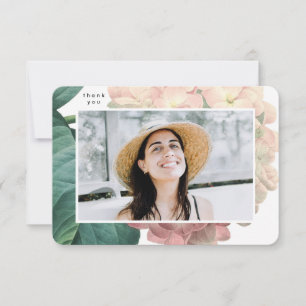 Elegantes Foto Floral Senior Uni Grad Dankeskarte