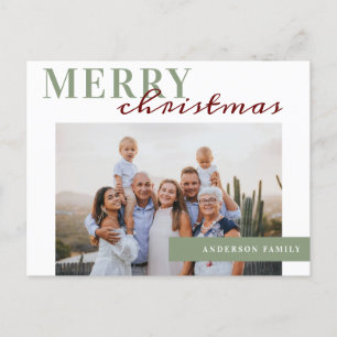 Elegantes Foto Frohe Weihnachtsfamilie Postkarte