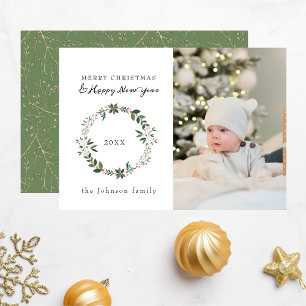 Elegantes Foto Frohe Weihnachtsfeier Grün Feiertagskarte