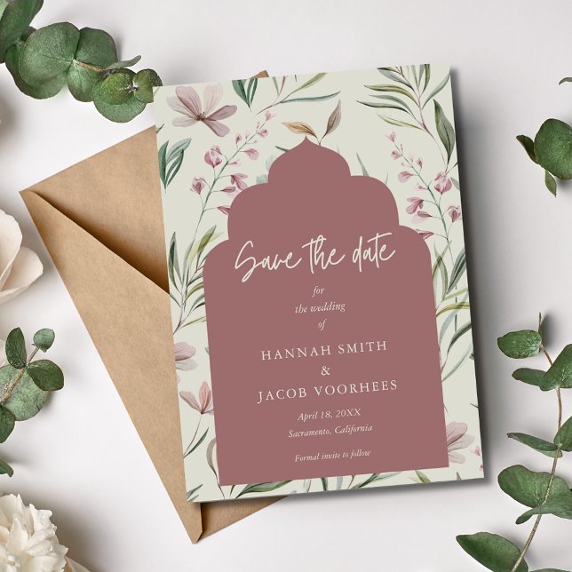 Elegantes Foto Frühjahr Hochzeit Save the Date (Elegant Floral Photo Spring Wedding Save the Date)