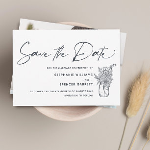 Elegantes Foto für moderne Script-Blume Save The Date