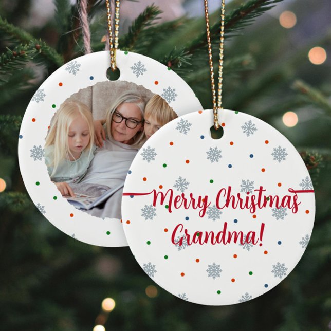 Elegantes Foto für Schneeflocken und Punkte Keramik Ornament (Von Creator hochgeladen)