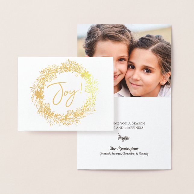 Elegantes Foto für Weihnachten Joy Wreath Folienkarte (Anzeige)