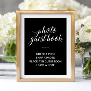 Elegantes Foto Gästebuch Black Wedding Sign
