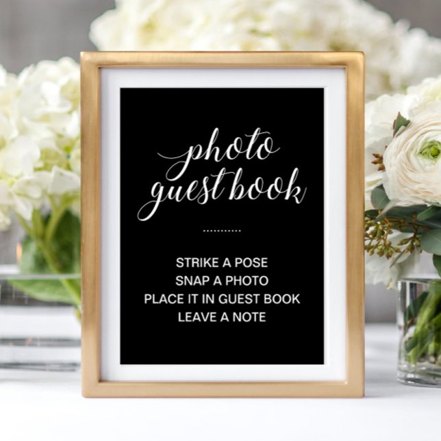 Elegantes Foto Gästebuch Black Wedding Sign (Von Creator hochgeladen)