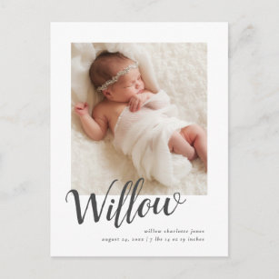 Elegantes Foto Geburtsankündigung Postkarte