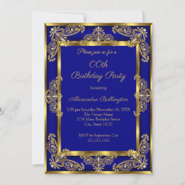 Elegantes Foto Geburtstagsparty Royal Blue Gold Je Einladung
